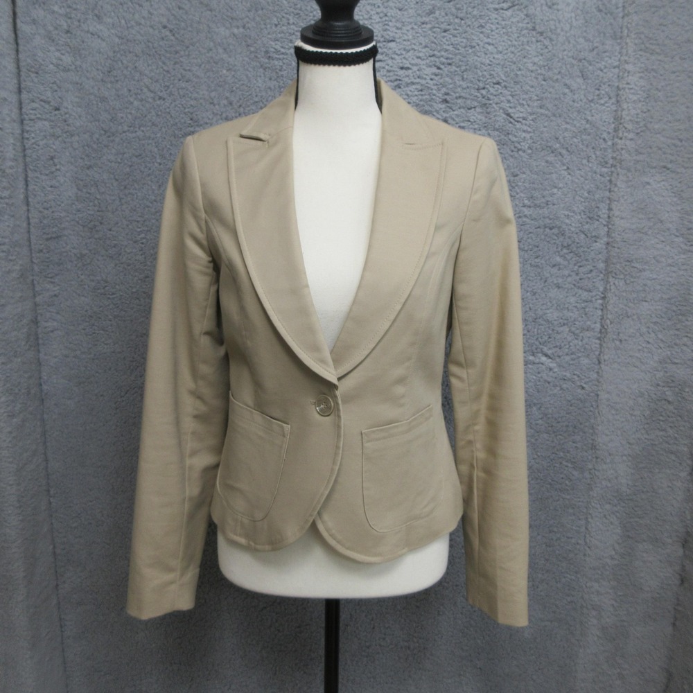 Kenar Blazer Jacket Womens 8 Beige Tailored Cotton Stretch Career Office‎ Preppy